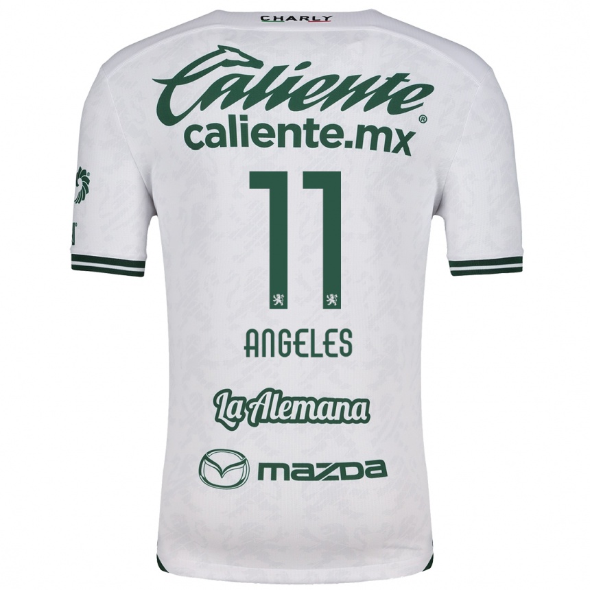 Women Football Lizbeth Ángeles #11 White Green Away Jersey 2024/25 T-Shirt Za