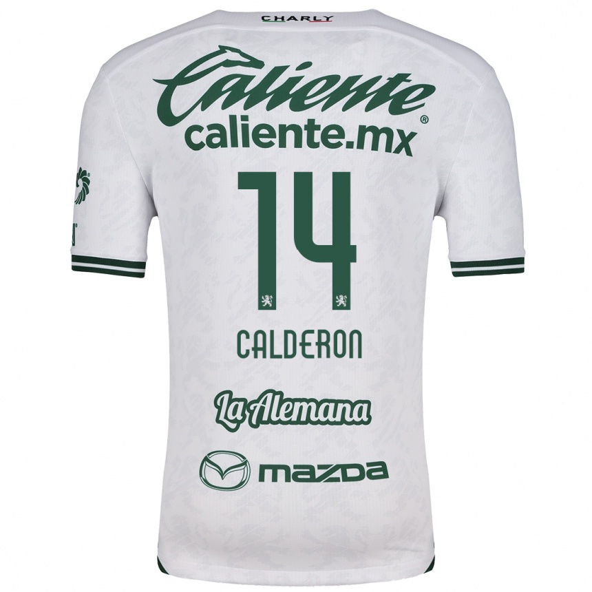 Women Football Daniela Calderón #14 White Green Away Jersey 2024/25 T-Shirt Za