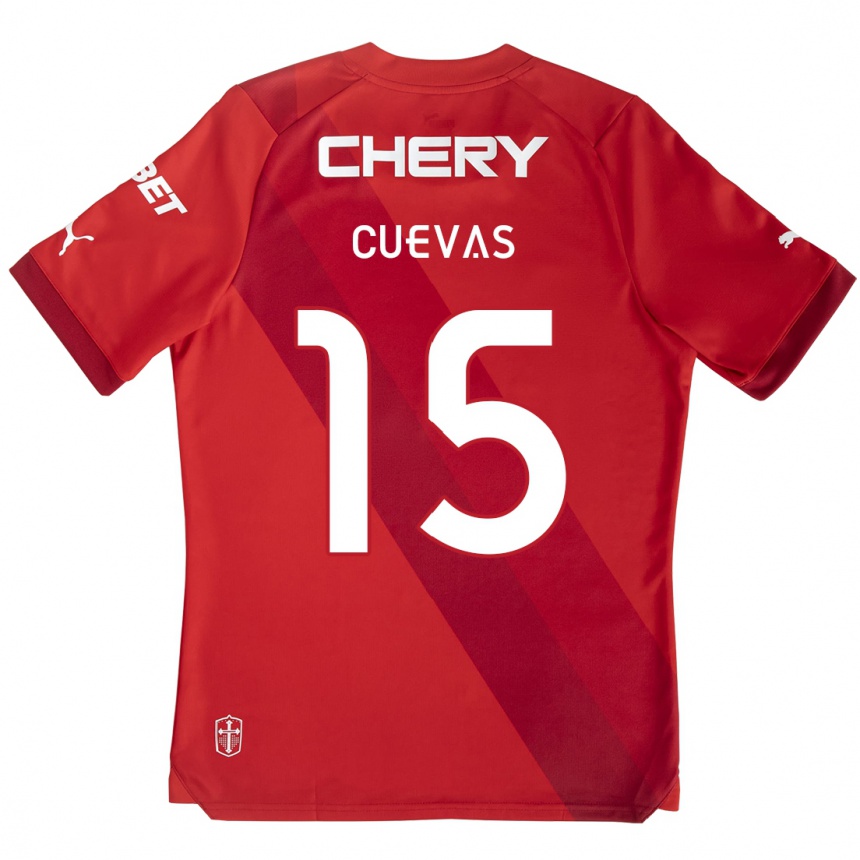 Women Football Cristian Cuevas #15 Red White Away Jersey 2024/25 T-Shirt Za