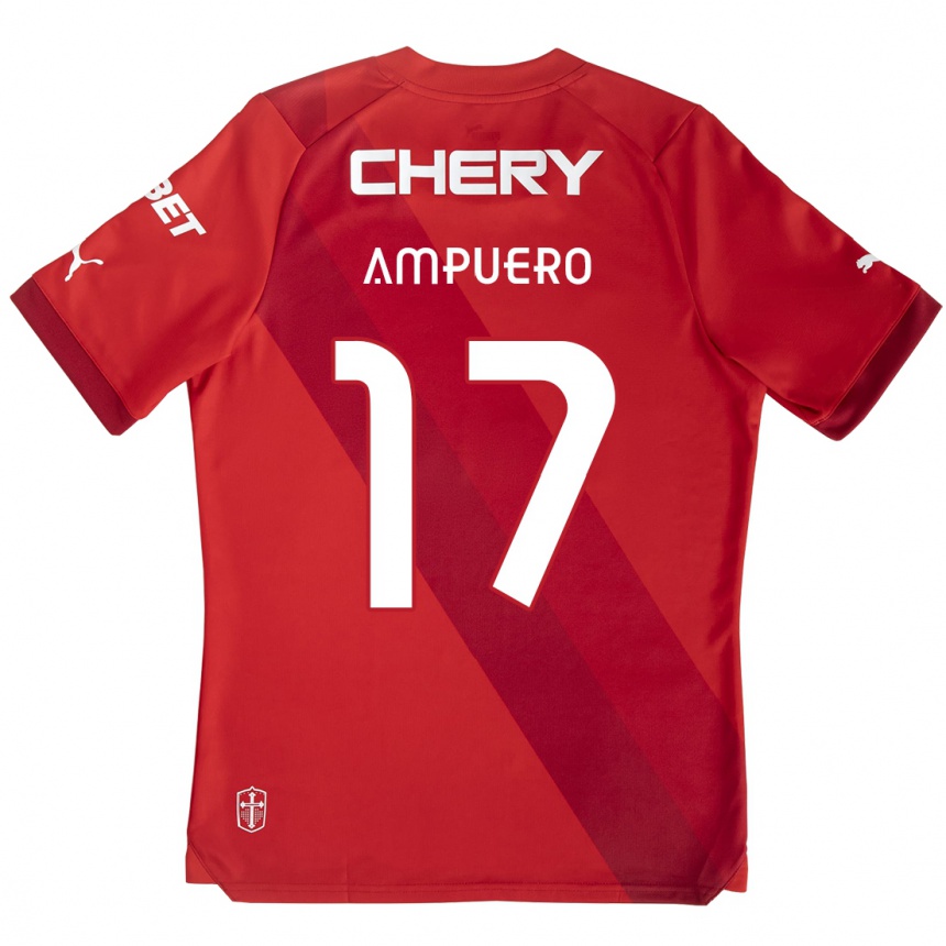 Women Football Branco Ampuero #17 Red White Away Jersey 2024/25 T-Shirt Za