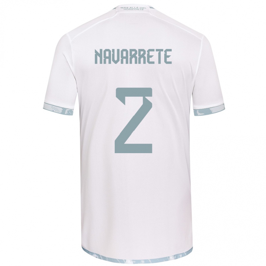 Women Football Daniel Navarrete #2 White Grey Away Jersey 2024/25 T-Shirt Za