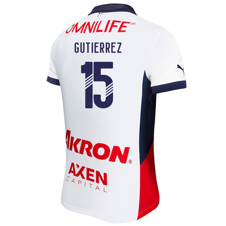 Women Football Érick Gutiérrez #15 White Red Blue Away Jersey 2024/25 T-Shirt Za