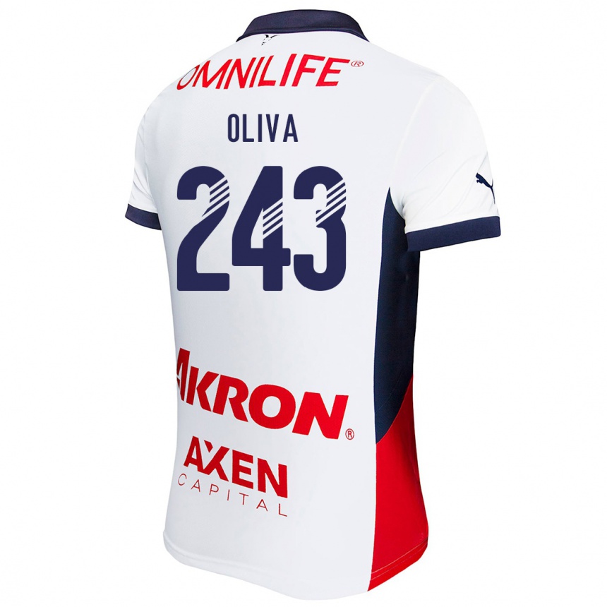 Women Football Diego Oliva #243 White Red Blue Away Jersey 2024/25 T-Shirt Za