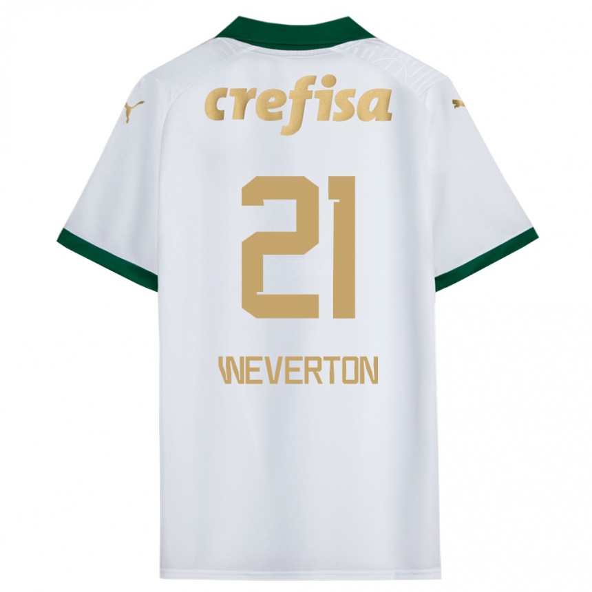 Women Football Weverton #21 White Green Away Jersey 2024/25 T-Shirt Za