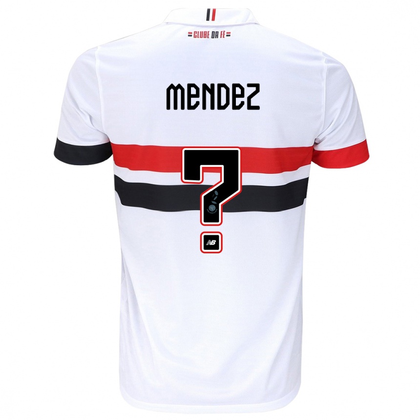 Kids Football Jhegson Méndez #0 White Red Black Home Jersey 2024/25 T-Shirt Za