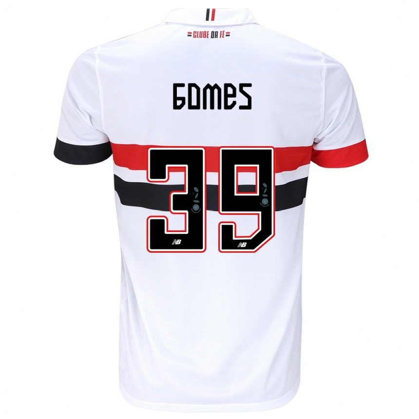 Kids Football William Gomes #39 White Red Black Home Jersey 2024/25 T-Shirt Za