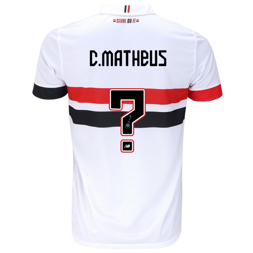 Kids Football Caio Matheus #0 White Red Black Home Jersey 2024/25 T-Shirt Za