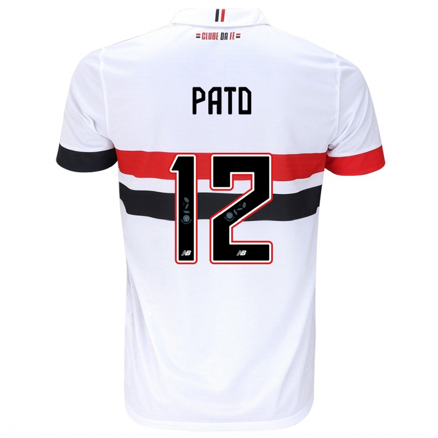 Kids Football Alexandre Pato #12 White Red Black Home Jersey 2024/25 T-Shirt Za