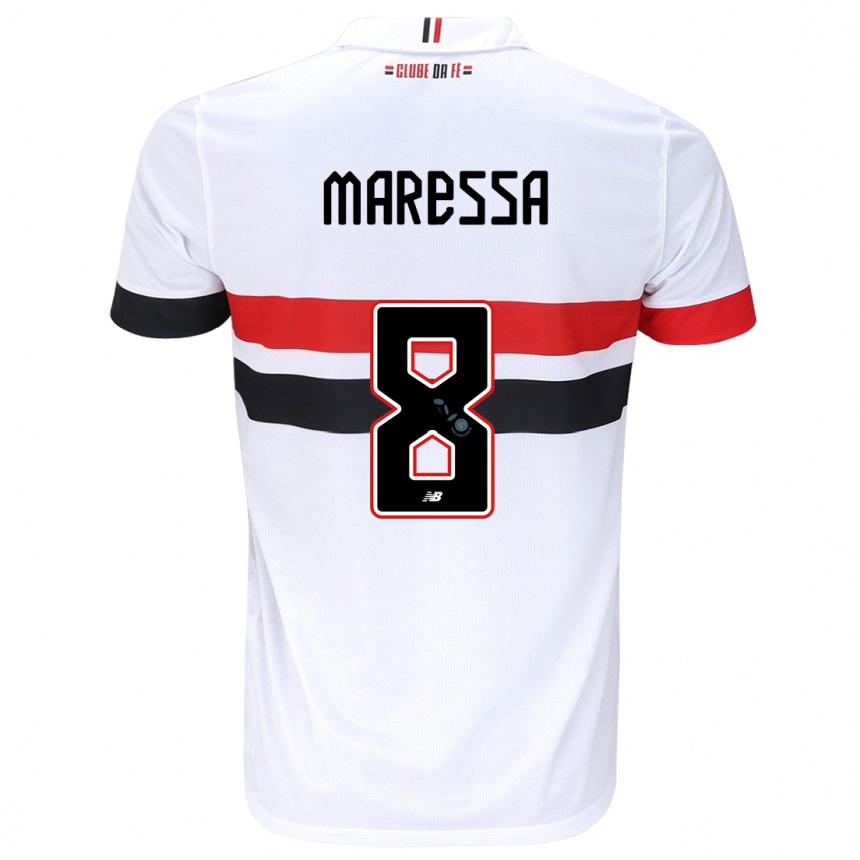 Kids Football Maressa #8 White Red Black Home Jersey 2024/25 T-Shirt Za