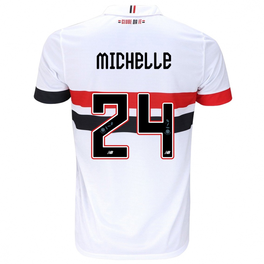 Kids Football Michelle #24 White Red Black Home Jersey 2024/25 T-Shirt Za