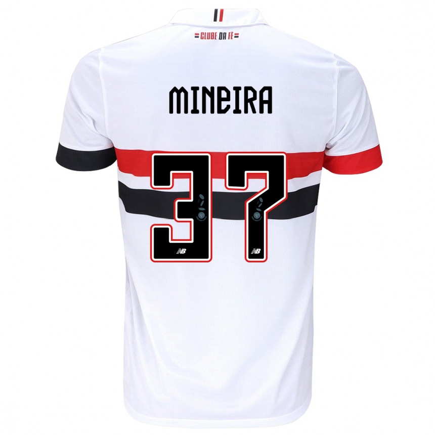 Kids Football Rafa Mineira #37 White Red Black Home Jersey 2024/25 T-Shirt Za