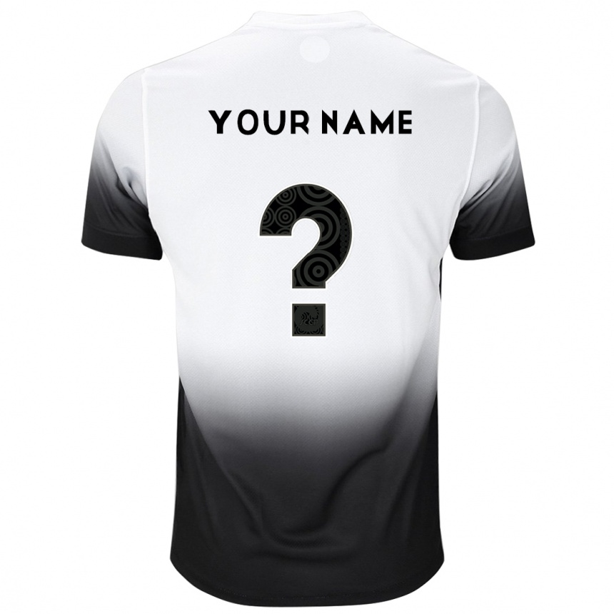 Kids Football Your Name #0 White Black Home Jersey 2024/25 T-Shirt Za