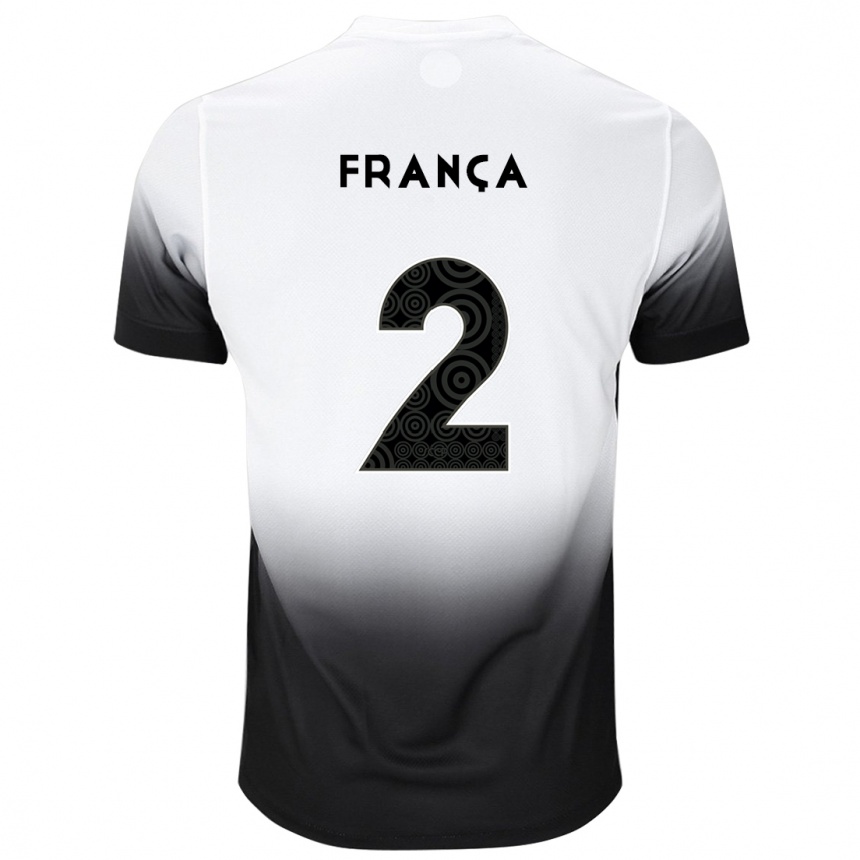 Kids Football Matheus França #2 White Black Home Jersey 2024/25 T-Shirt Za