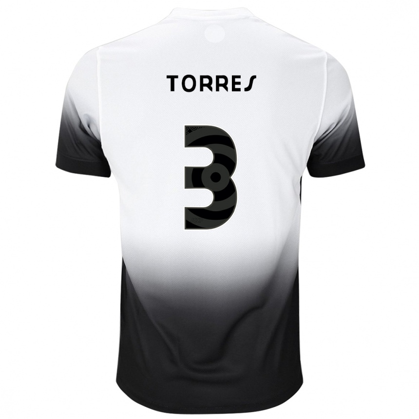 Kids Football Félix Torres #3 White Black Home Jersey 2024/25 T-Shirt Za