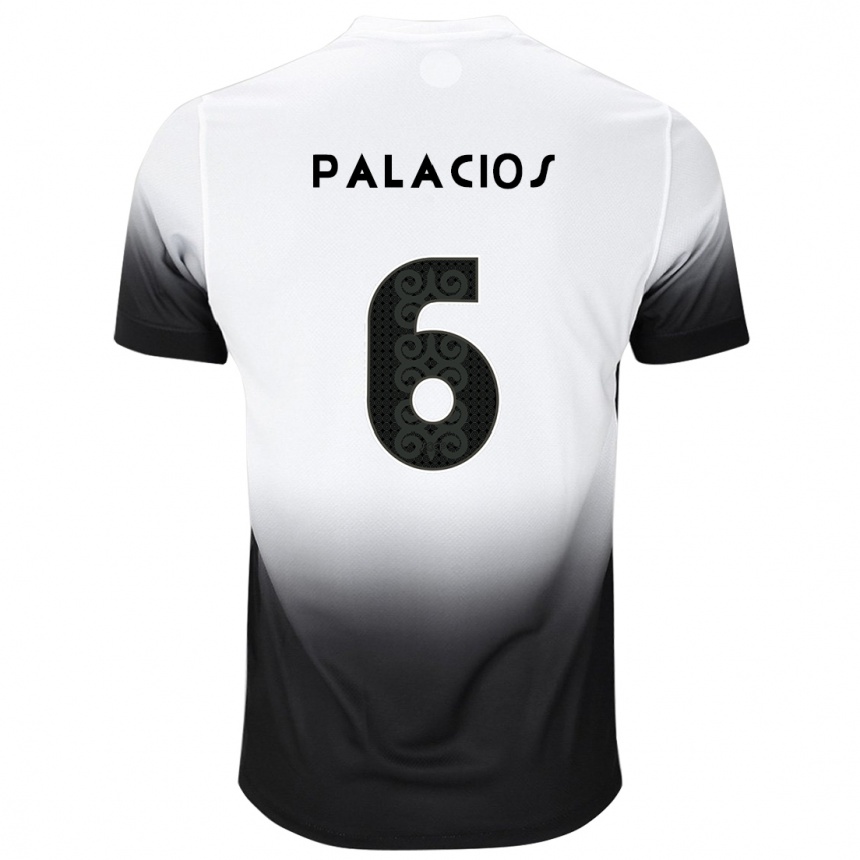 Kids Football Diego Palacios #6 White Black Home Jersey 2024/25 T-Shirt Za