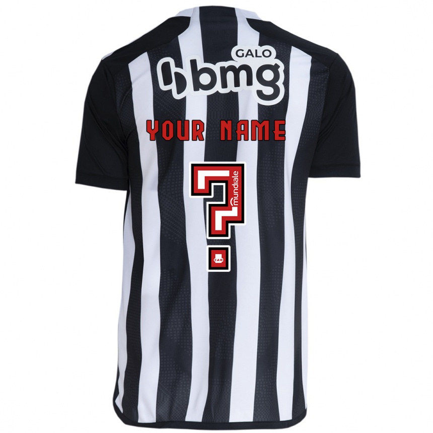 Kids Football Your Name #0 White Black Home Jersey 2024/25 T-Shirt Za