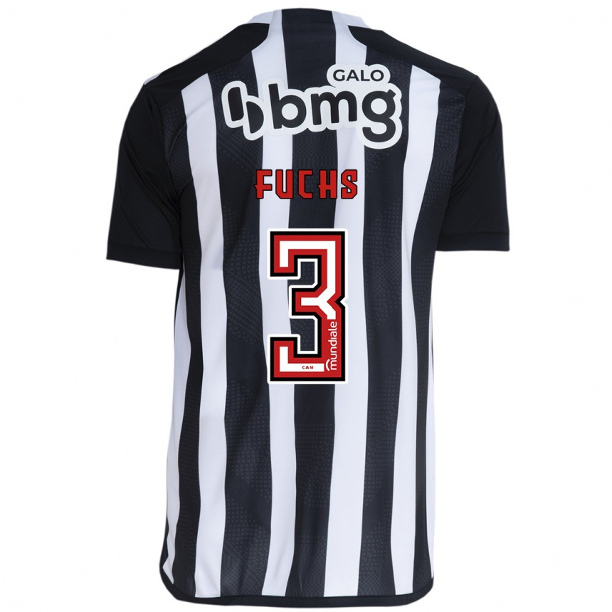 Kids Football Bruno Fuchs #3 White Black Home Jersey 2024/25 T-Shirt Za