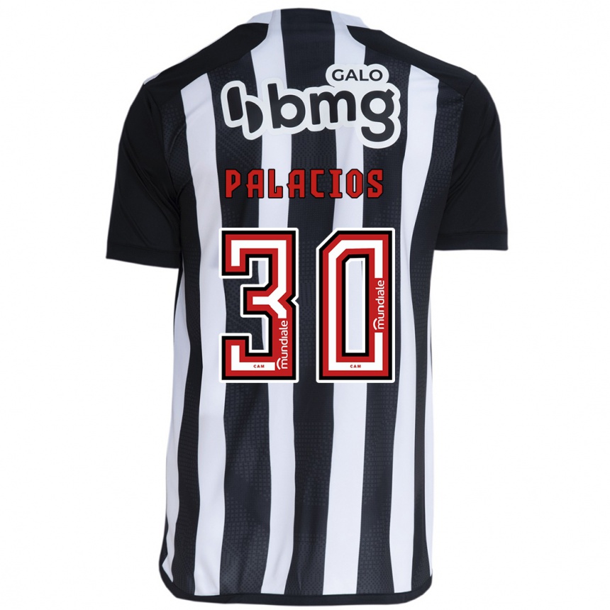 Kids Football Brahian Palacios #30 White Black Home Jersey 2024/25 T-Shirt Za