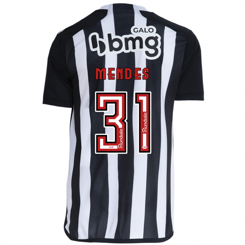 Kids Football Matheus Mendes #31 White Black Home Jersey 2024/25 T-Shirt Za