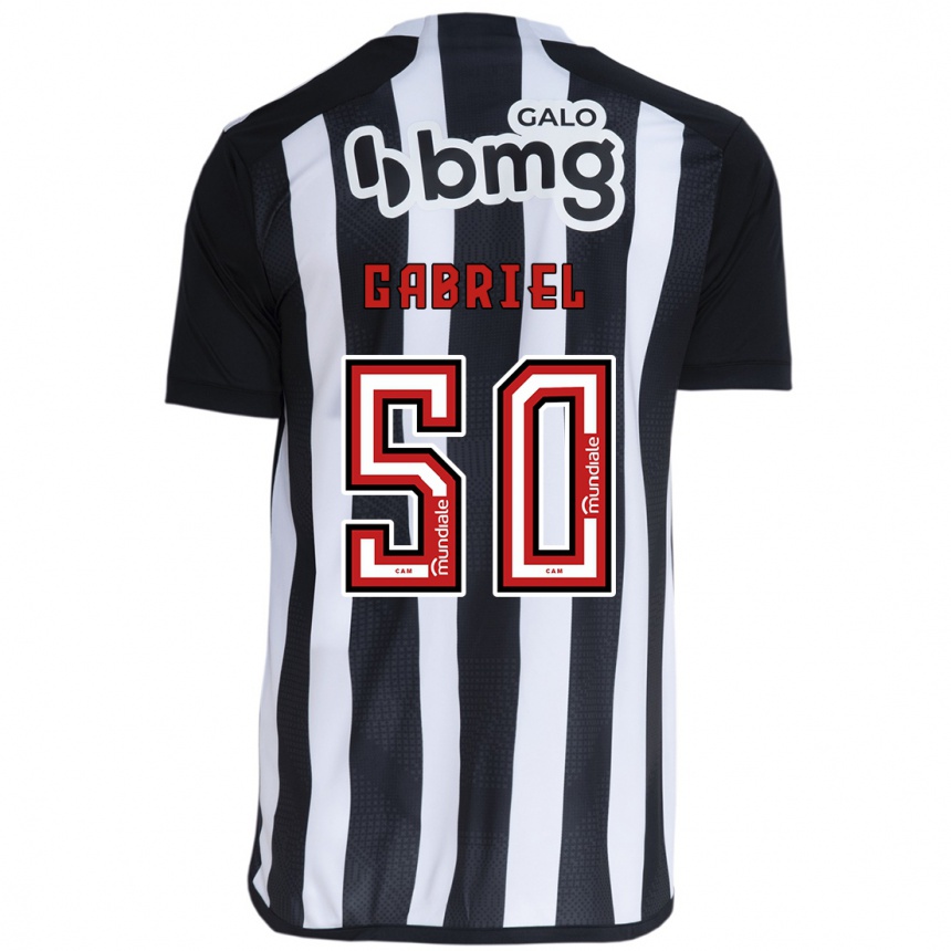 Kids Football Vitor Gabriel #50 White Black Home Jersey 2024/25 T-Shirt Za