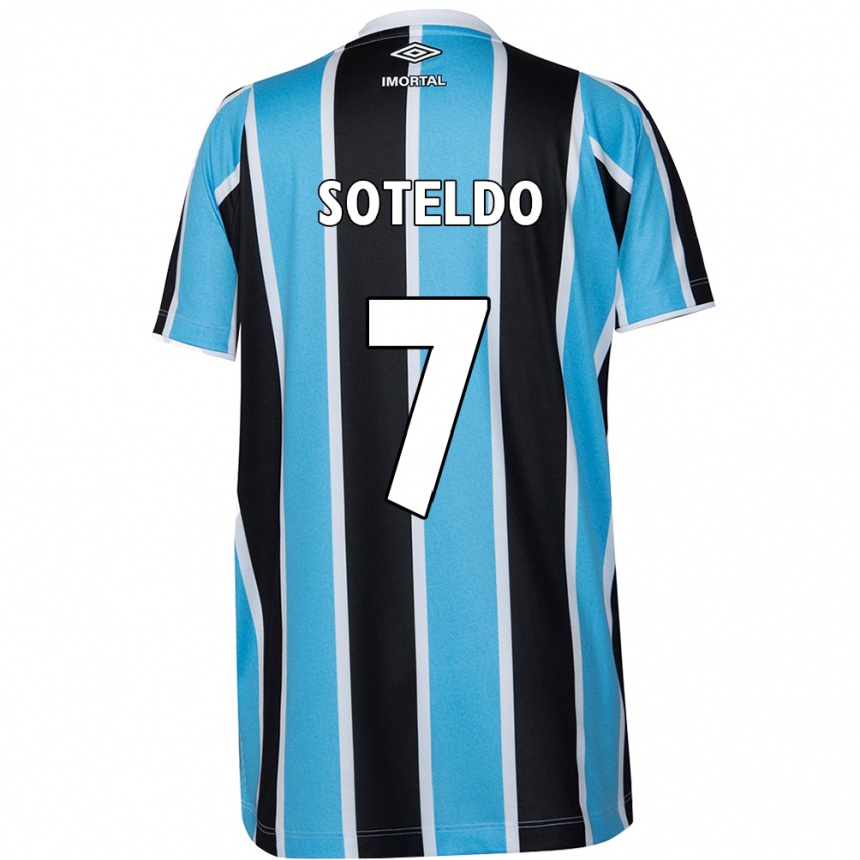 Kids Football Yeferson Soteldo #7 Blue Black White Home Jersey 2024/25 T-Shirt Za