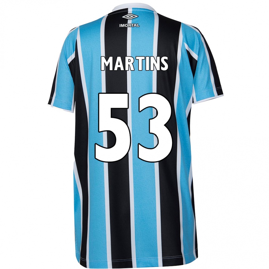 Kids Football Gustavo Martins #53 Blue Black White Home Jersey 2024/25 T-Shirt Za