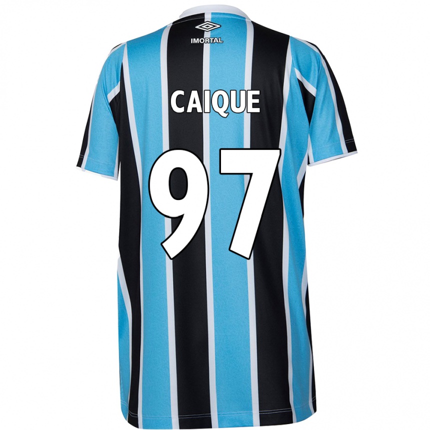 Kids Football Caíque #97 Blue Black White Home Jersey 2024/25 T-Shirt Za