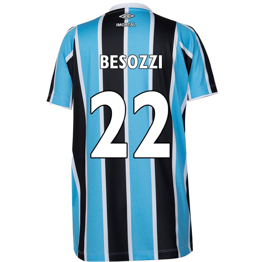 Kids Football Lucas Besozzi #22 Blue Black White Home Jersey 2024/25 T-Shirt Za