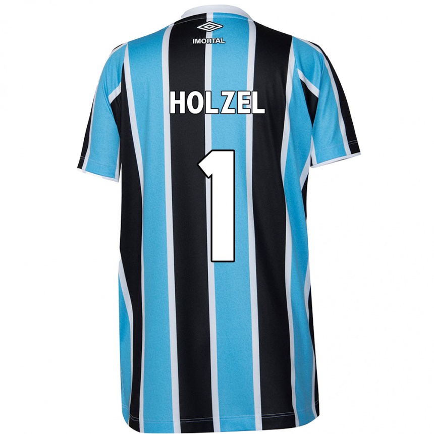 Kids Football Vivi Holzel #1 Blue Black White Home Jersey 2024/25 T-Shirt Za