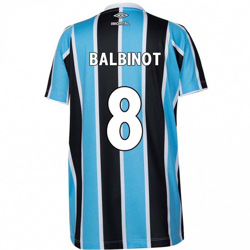 Kids Football Manu Balbinot #8 Blue Black White Home Jersey 2024/25 T-Shirt Za