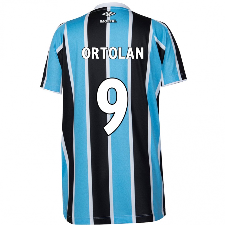 Kids Football Dani Ortolan #9 Blue Black White Home Jersey 2024/25 T-Shirt Za