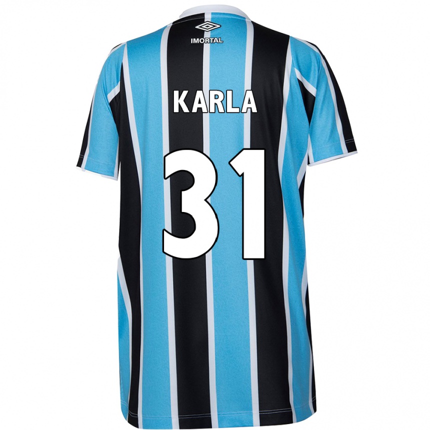 Kids Football Emmily Karla #31 Blue Black White Home Jersey 2024/25 T-Shirt Za