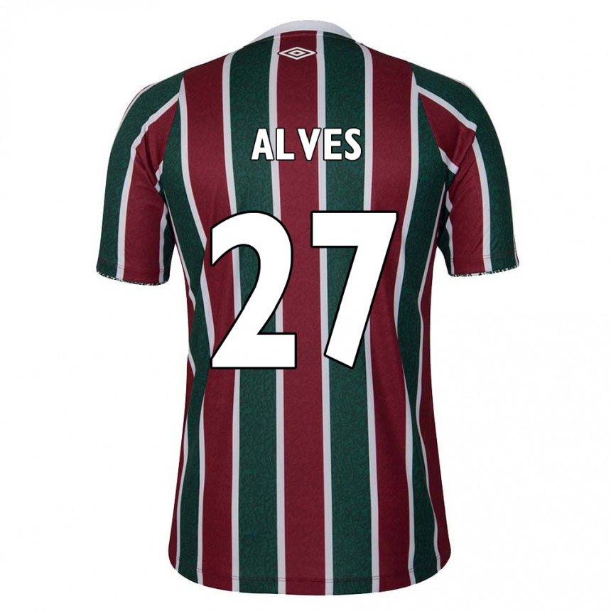 Kids Football Felipe Alves #27 Green Maroon White Home Jersey 2024/25 T-Shirt Za