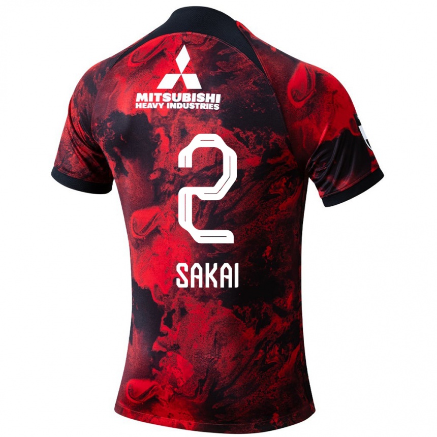 Kids Football Hiroki Sakai #2 Red Black Home Jersey 2024/25 T-Shirt Za