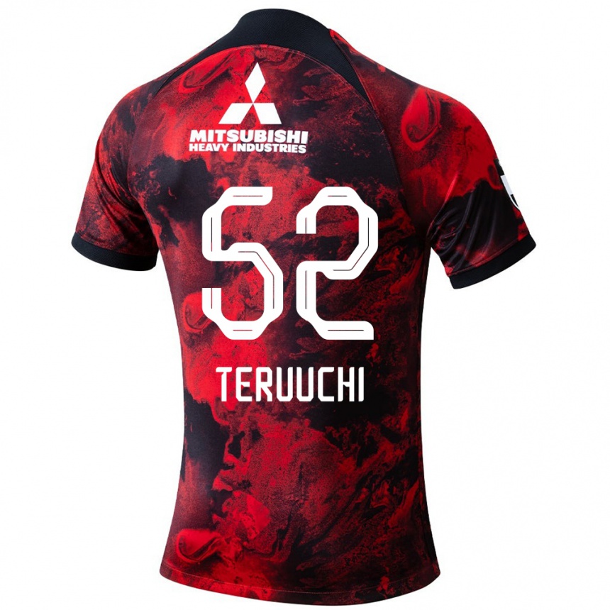 Kids Football Toshikazu Teruuchi #52 Red Black Home Jersey 2024/25 T-Shirt Za