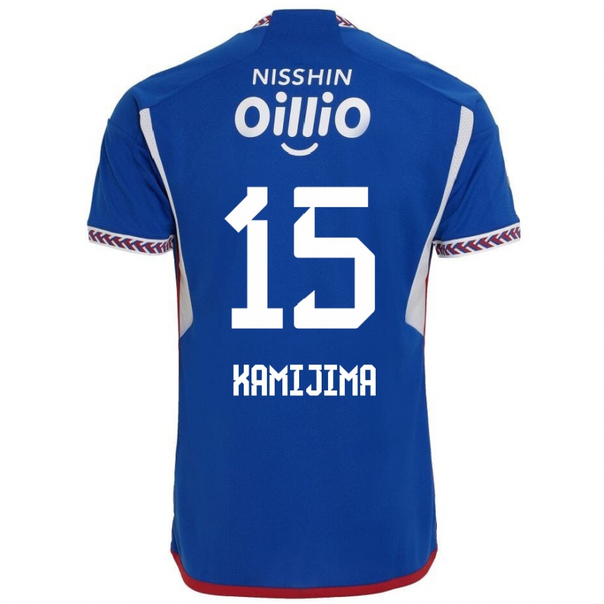 Kids Football Takumi Kamijima #15 Blue White Red Home Jersey 2024/25 T-Shirt Za