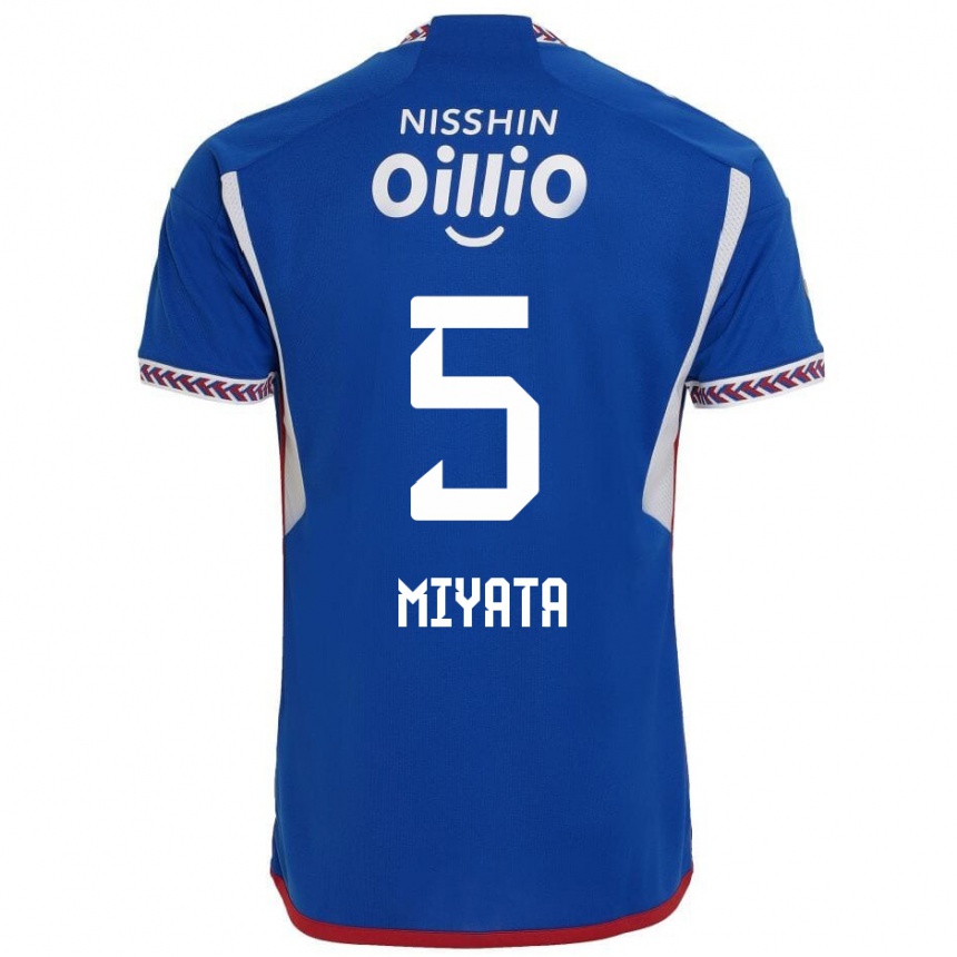 Kids Football Haru Miyata #5 Blue White Red Home Jersey 2024/25 T-Shirt Za