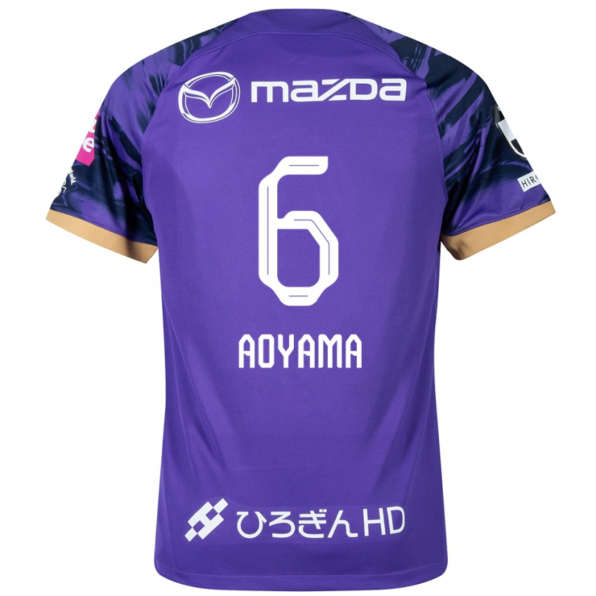 Kids Football Toshihiro Aoyama #6 Purple White Home Jersey 2024/25 T-Shirt Za