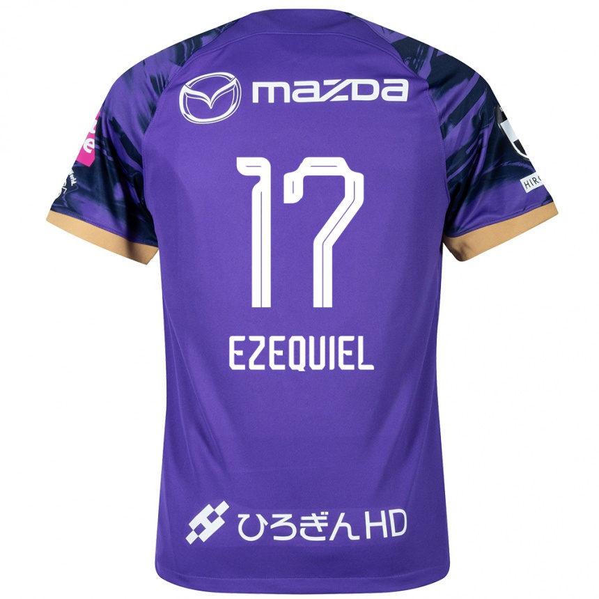 Kids Football Ezequiel #17 Purple White Home Jersey 2024/25 T-Shirt Za