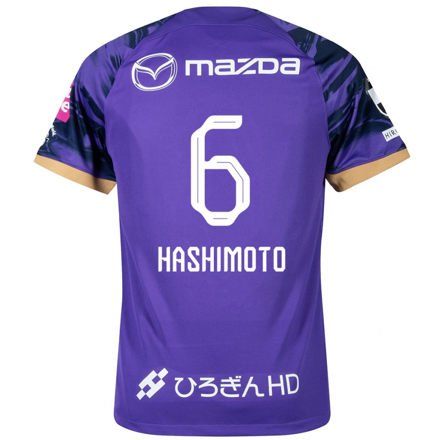 Kids Football Hinata Hashimoto #6 Purple White Home Jersey 2024/25 T-Shirt Za