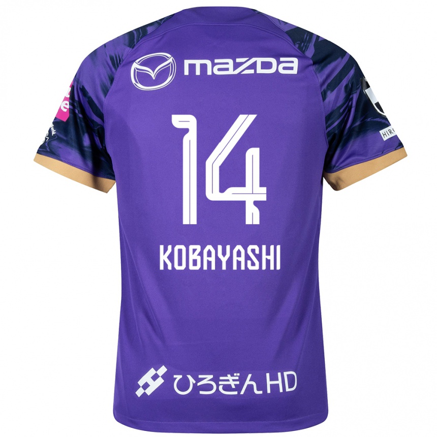 Kids Football Shimon Kobayashi #14 Purple White Home Jersey 2024/25 T-Shirt Za