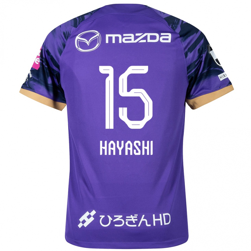 Kids Football Shunta Hayashi #15 Purple White Home Jersey 2024/25 T-Shirt Za