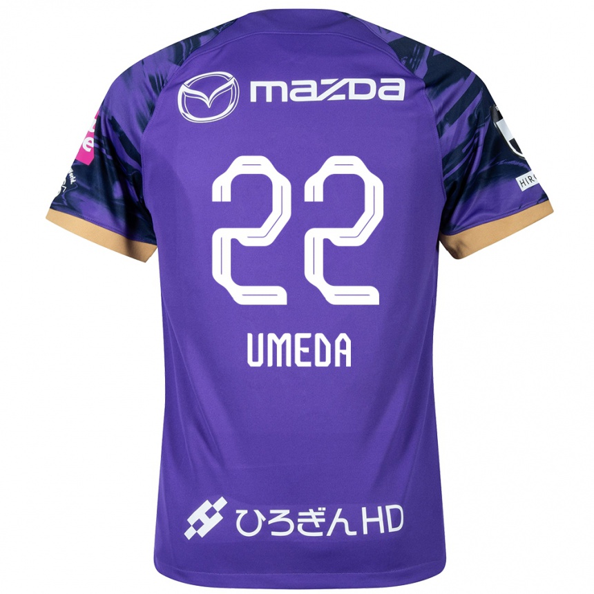 Kids Football Taiga Umeda #22 Purple White Home Jersey 2024/25 T-Shirt Za