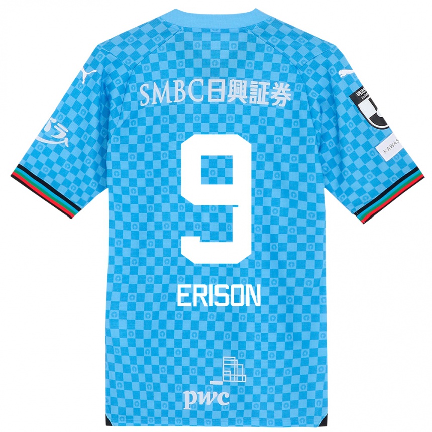 Kids Football Erison #9 Azure Blue Home Jersey 2024/25 T-Shirt Za