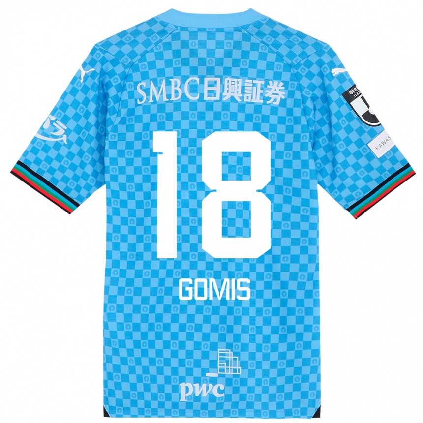 Kids Football Bafétimbi Gomis #18 Azure Blue Home Jersey 2024/25 T-Shirt Za