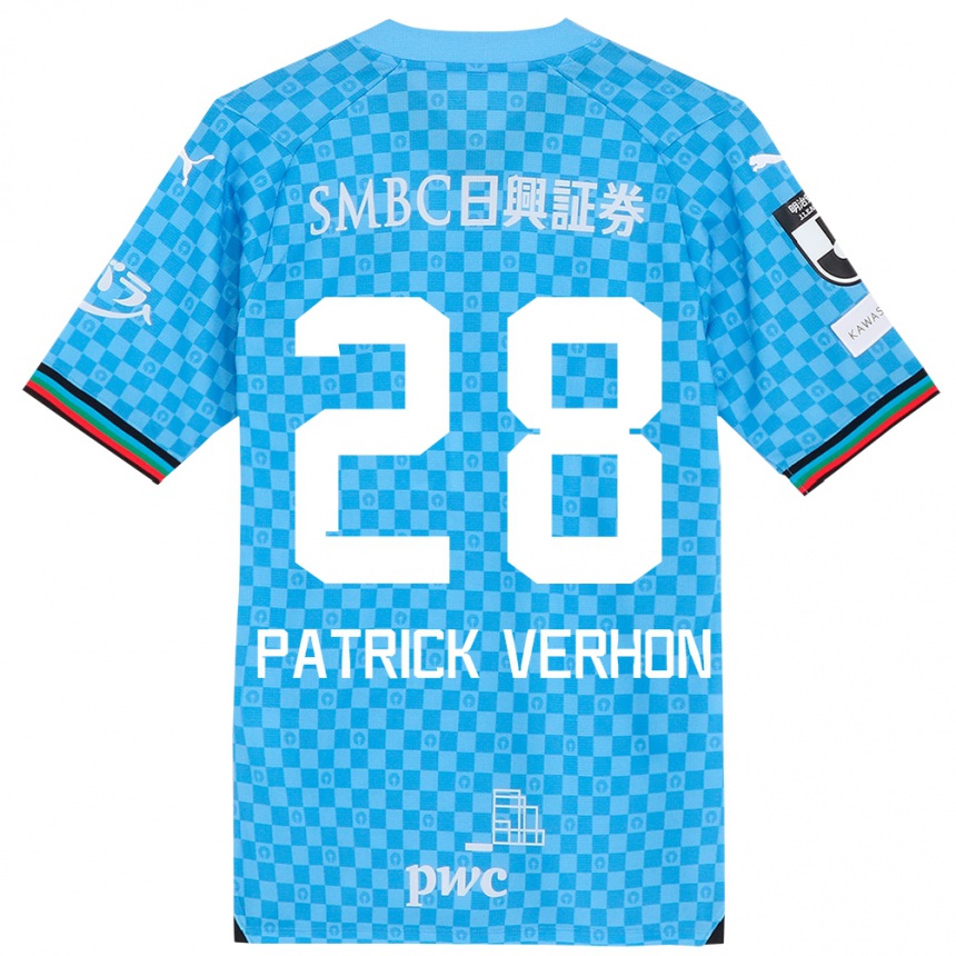 Kids Football Patrick Verhon #28 Azure Blue Home Jersey 2024/25 T-Shirt Za