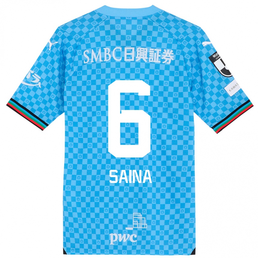 Kids Football Yuta Saina #6 Azure Blue Home Jersey 2024/25 T-Shirt Za