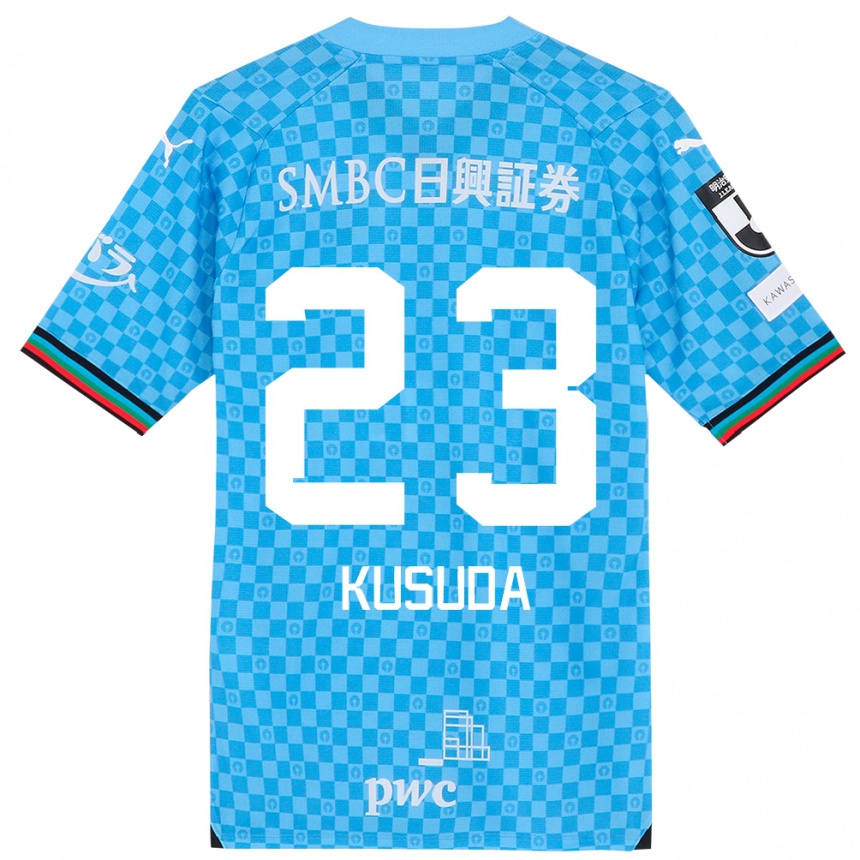 Kids Football Haruki Kusuda #23 Azure Blue Home Jersey 2024/25 T-Shirt Za