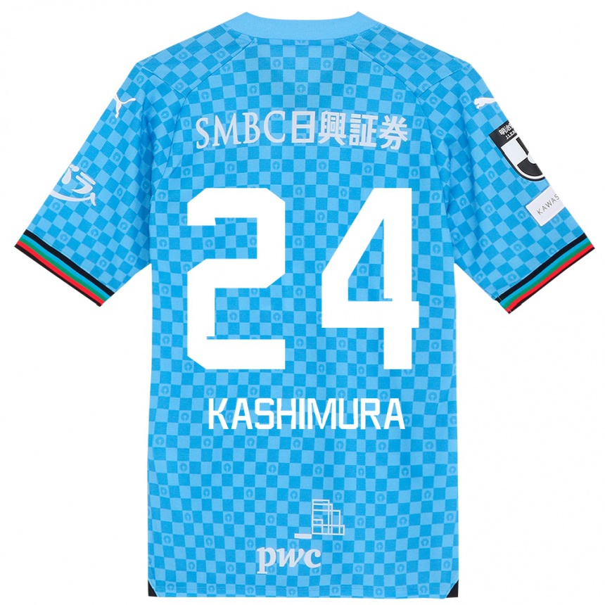 Kids Football Ryota Kashimura #24 Azure Blue Home Jersey 2024/25 T-Shirt Za