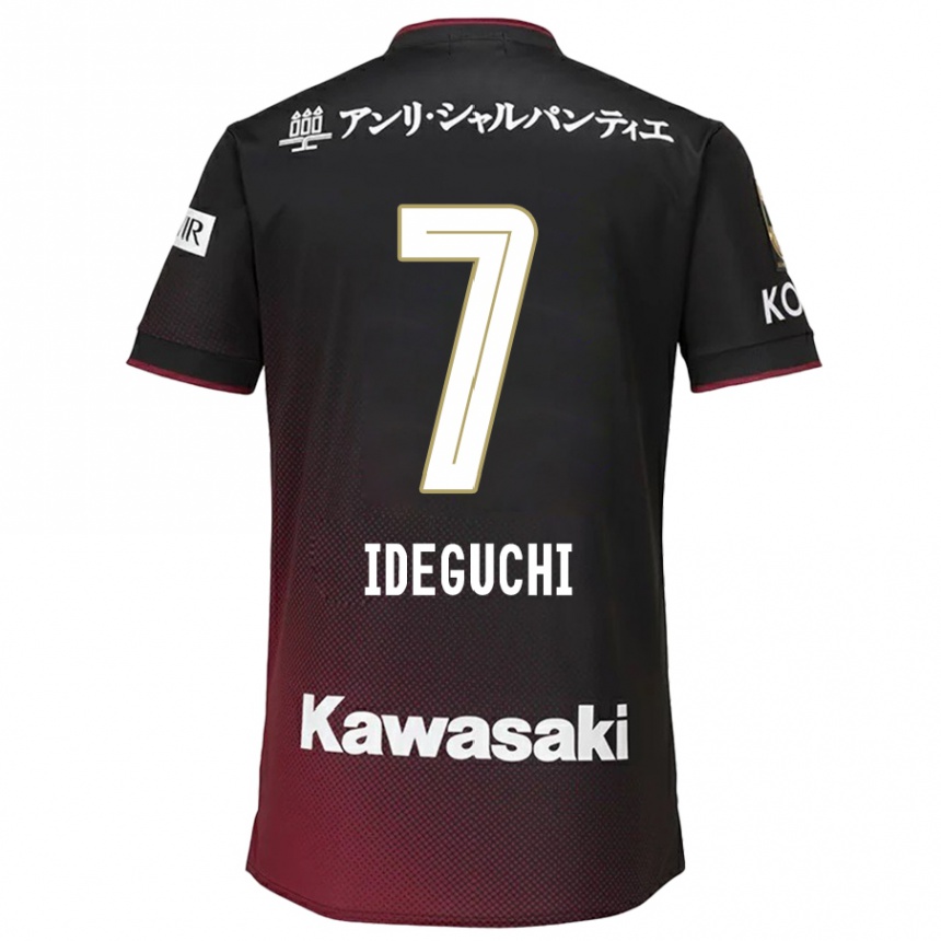 Kids Football Yosuke Ideguchi #7 Black Red Home Jersey 2024/25 T-Shirt Za